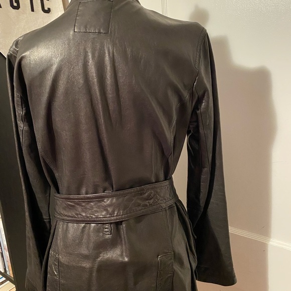 Blk Leather mid-Length moto jacket - Picture 2 of 2